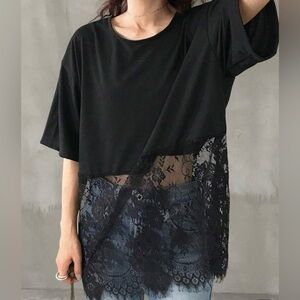 Black Lace Overlay Top